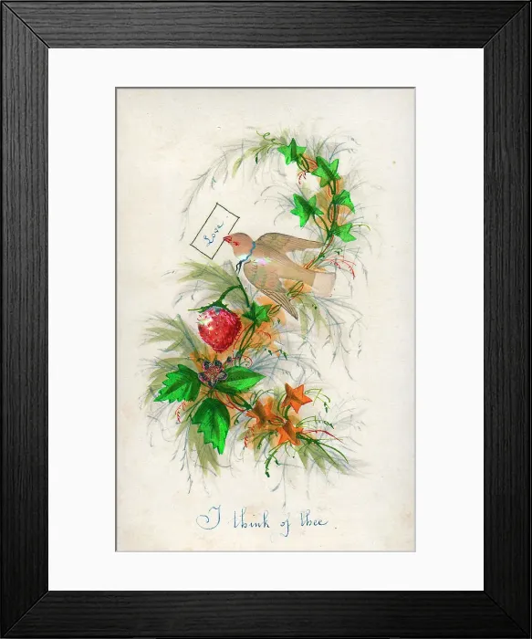 Framed Print : Late Victorian 1890s Card Cards Greetings Green Framed Print : Late Victorian 1890s Card Cards Greetings Green