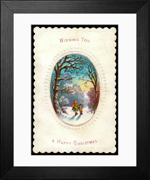 Framed Print : Late Victorian 1890s Greetings Card Seasonal Framed Print : Late Victorian 1890s Greetings Card Seasonal