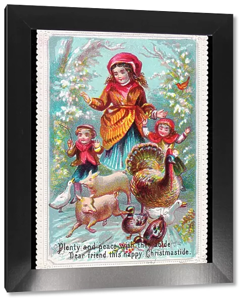 Late Victorian 1890s Greetings Card Child Children