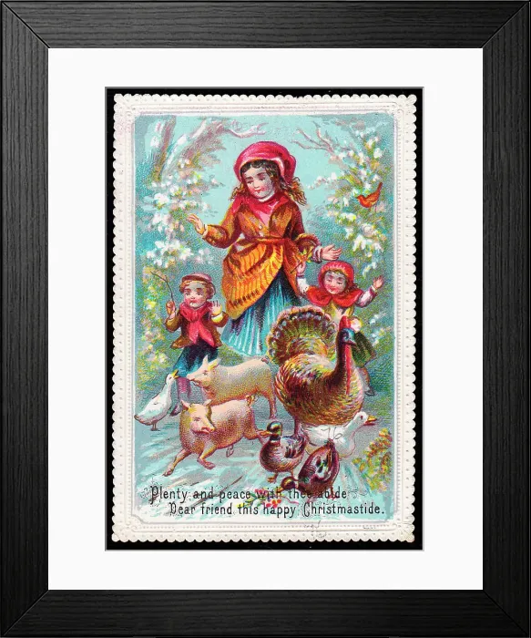Framed Print : Late Victorian 1890s Greetings Card Child Children Framed Print : Late Victorian 1890s Greetings Card Child Children