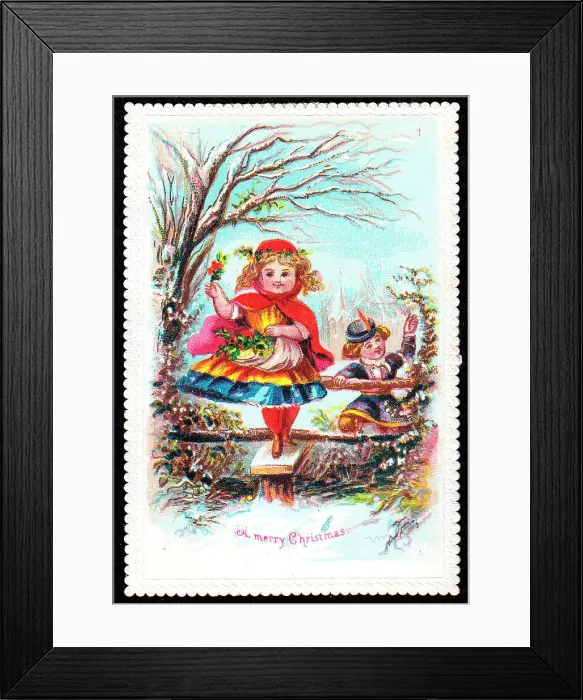 Framed Print : Late Victorian 1890s Greetings Card Christmas Framed Print : Late Victorian 1890s Greetings Card Christmas