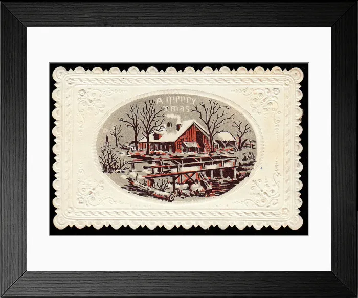 Framed Print : Victorian 1890s Card Greetings Christmas Xmas Framed Print : Victorian 1890s Card Greetings Christmas Xmas