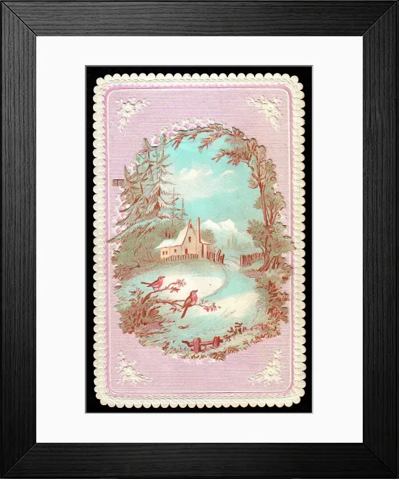 Framed Print : Robins in the snow on a Christmas card Framed Print : Robins in the snow on a Christmas card