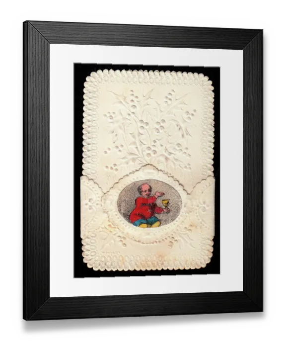 Framed Print : Man with glass of wine on a Christmas card Framed Print : Man with glass of wine on a Christmas card