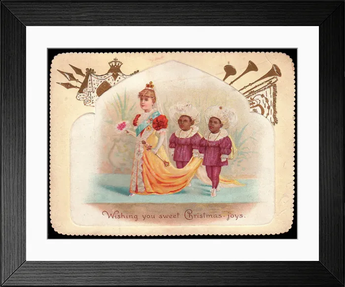 Framed Print : Queen with two pageboys on a Christmas card Framed Print : Queen with two pageboys on a Christmas card