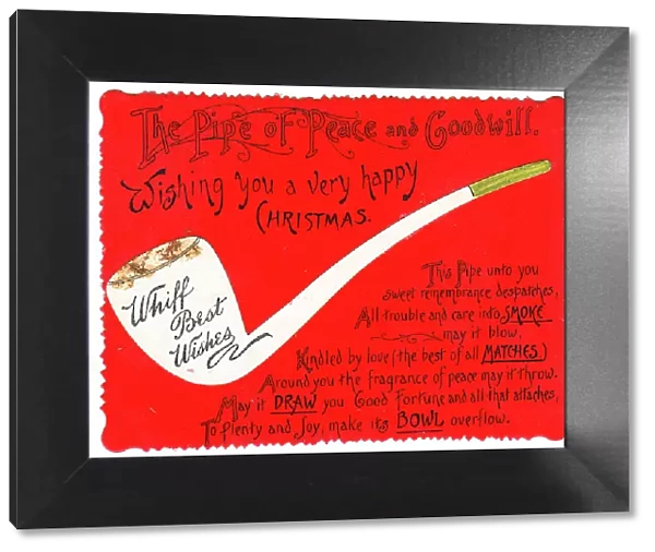 Pipe with comic verse on a Christmas card