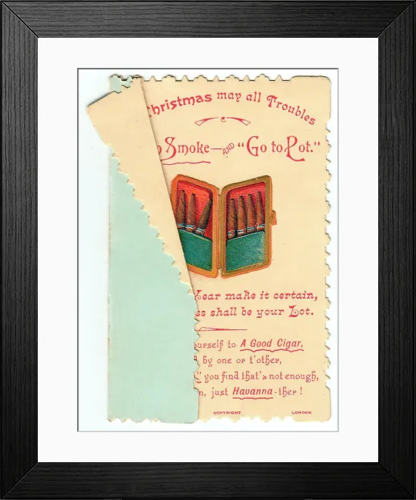 Framed Print : Cigars with comic verse on a Christmas card Framed Print : Cigars with comic verse on a Christmas card