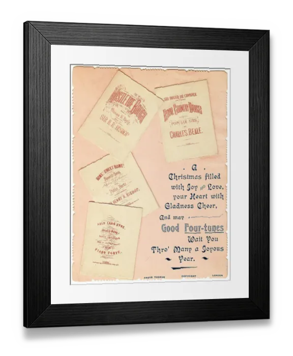 Framed Print : Sheet music with comic verse on a Christmas card Framed Print : Sheet music with comic verse on a Christmas card
