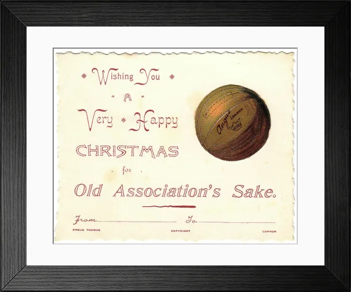 Framed Print : Football with comic verse on a Christmas card Framed Print : Football with comic verse on a Christmas card