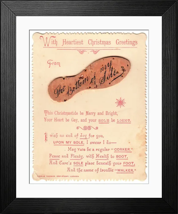 Framed Print : Sole with comic verse on a Christmas card Framed Print : Sole with comic verse on a Christmas card