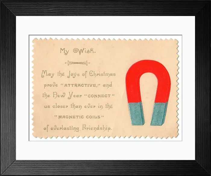 Framed Print : Magnet with comic verse on a Christmas and New Year card Framed Print : Magnet with comic verse on a Christmas and New Year card