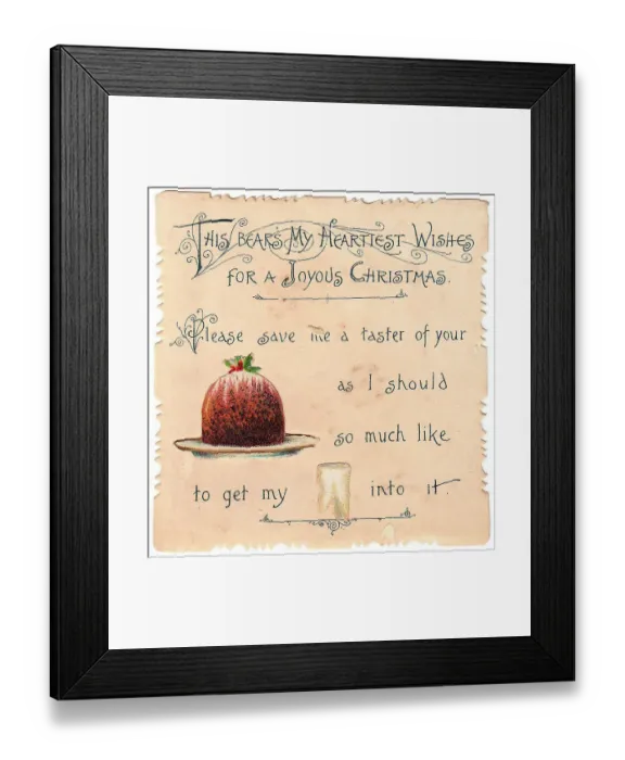 Framed Print : Pudding and tooth with comic verse on a Christmas card Framed Print : Pudding and tooth with comic verse on a Christmas card