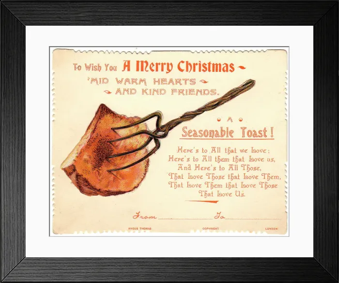 Framed Print : Toast with comic verse on a Christmas card Framed Print : Toast with comic verse on a Christmas card