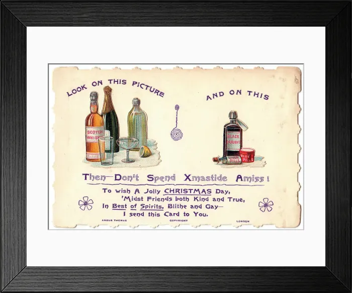 Framed Print : Late Victorian 1890s Greetings Card Christmas