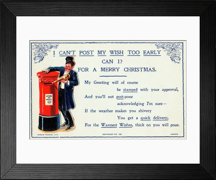 Framed Print : Drunkard and bottle with comic verse on a Christmas card Framed Print : Drunkard and bottle with comic verse on a Christmas card