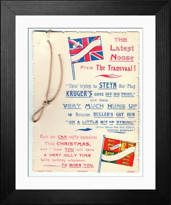Framed Print : Flags and string with comic verse on a Christmas card Framed Print : Flags and string with comic verse on a Christmas card