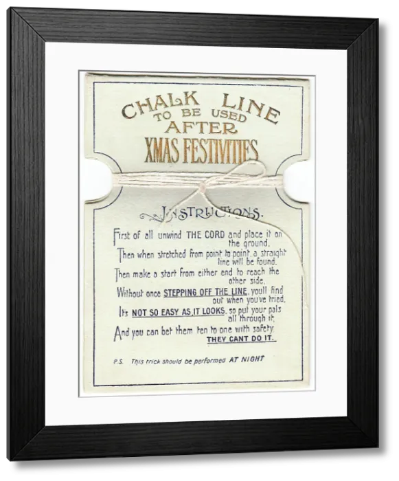 Framed Print : Piece of string with comic verse on a Christmas card Framed Print : Piece of string with comic verse on a Christmas card