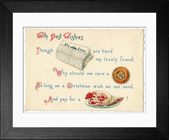 Framed Print : Pictogram with comic verse on a Christmas card Framed Print : Pictogram with comic verse on a Christmas card