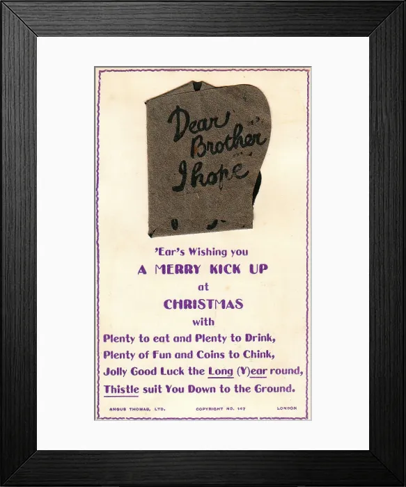 Framed Print : Comic verse on a Christmas and New Year card Framed Print : Comic verse on a Christmas and New Year card