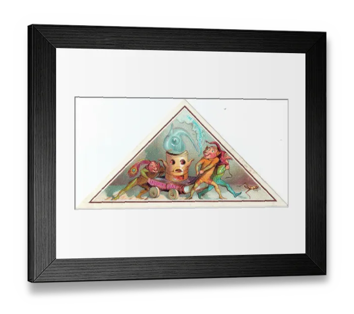 Framed Print : Three goblins with laughing gas on a Christmas card Framed Print : Three goblins with laughing gas on a Christmas card