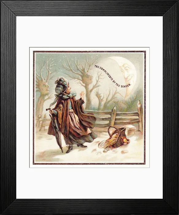 Framed Print : Late Victorian 1880s Greetings Card Christmas Framed Print : Late Victorian 1880s Greetings Card Christmas