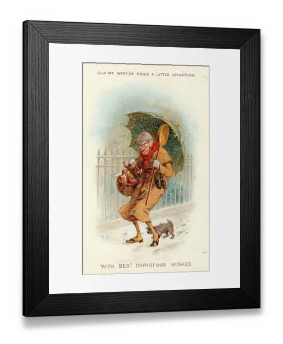 Framed Print : Old Mr Winter in the snow on a Christmas card Framed Print : Old Mr Winter in the snow on a Christmas card
