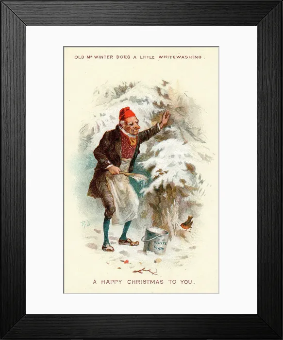 Framed Print : Old Mr Winter in the snow on a Christmas card Framed Print : Old Mr Winter in the snow on a Christmas card