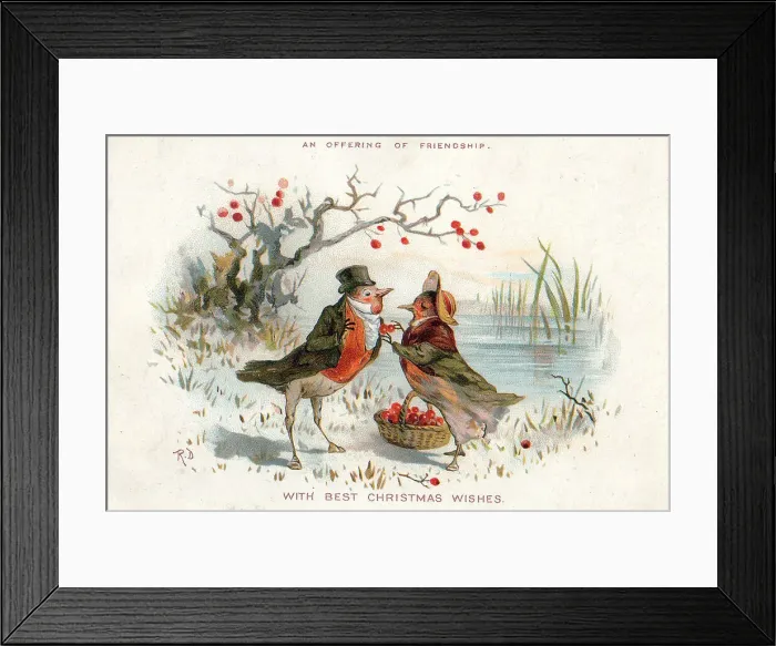 Framed Print : Victorian 1890s Greetings Card Christmas Xmas Framed Print : Victorian 1890s Greetings Card Christmas Xmas