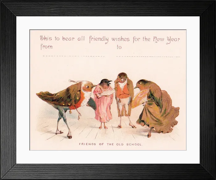Framed Print : Friends of the Old School on a New Year card Framed Print : Friends of the Old School on a New Year card