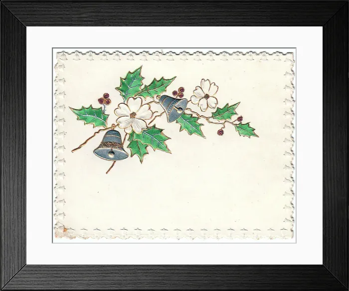 Framed Print : 1910s 1900s Card Christmas Xmas Holly Glitter Framed Print : 1910s 1900s Card Christmas Xmas Holly Glitter