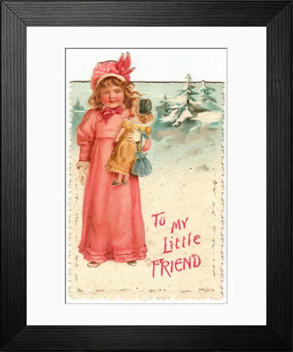 Framed Print : 1900s 1890s Greetings Card Christmas Xmas Little