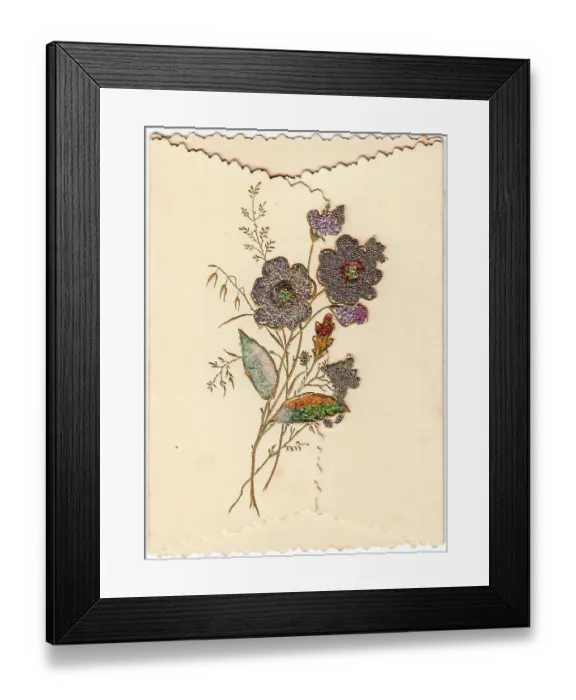 Framed Print : Flowers decorated with glitter on a greetings card Framed Print : Flowers decorated with glitter on a greetings card