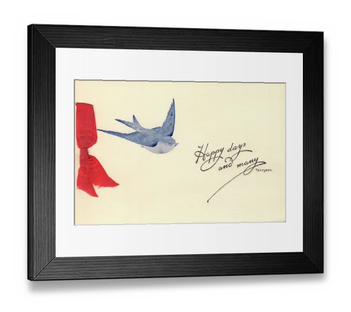 Framed Print : Greetings Card Ribbon Bow Blue Birds Bird Red Framed Print : Greetings Card Ribbon Bow Blue Birds Bird Red