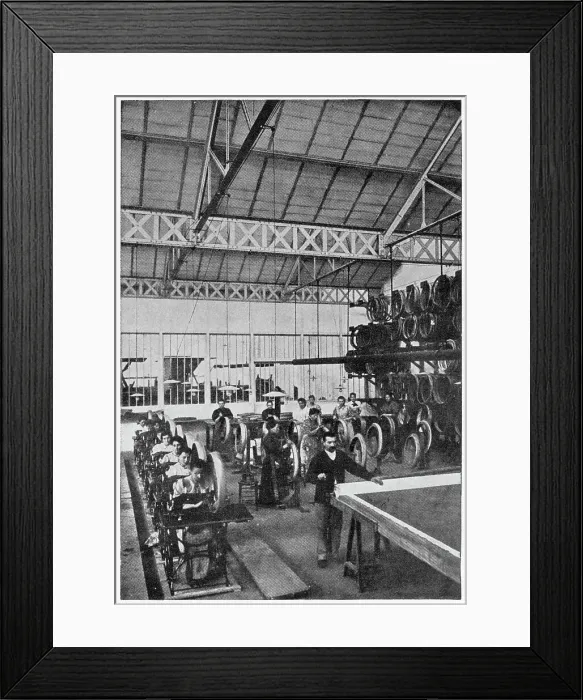 Framed Print : Compagnie Dunlop - Manufacturing Dunlop Tyres 1896 Framed Print : Compagnie Dunlop - Manufacturing Dunlop Tyres 1896