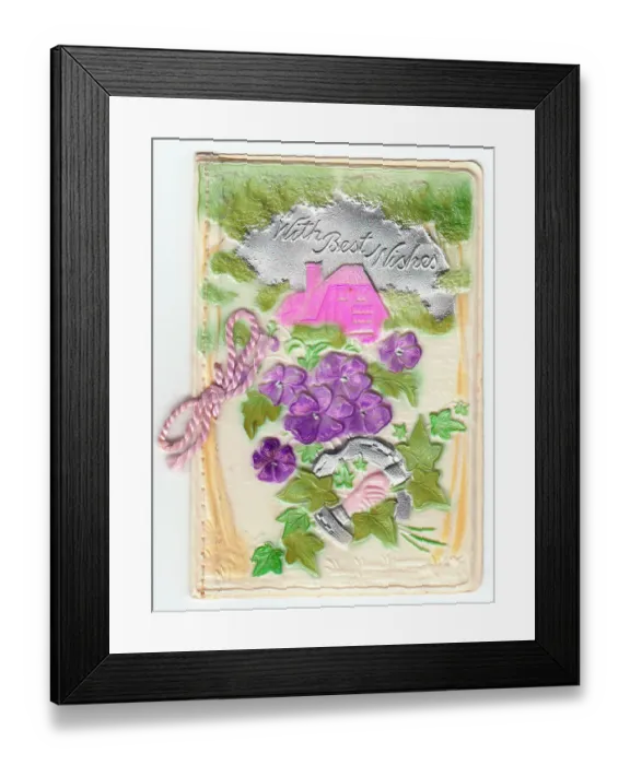 Framed Print : Cottage on an embossed greetings card Framed Print : Cottage on an embossed greetings card