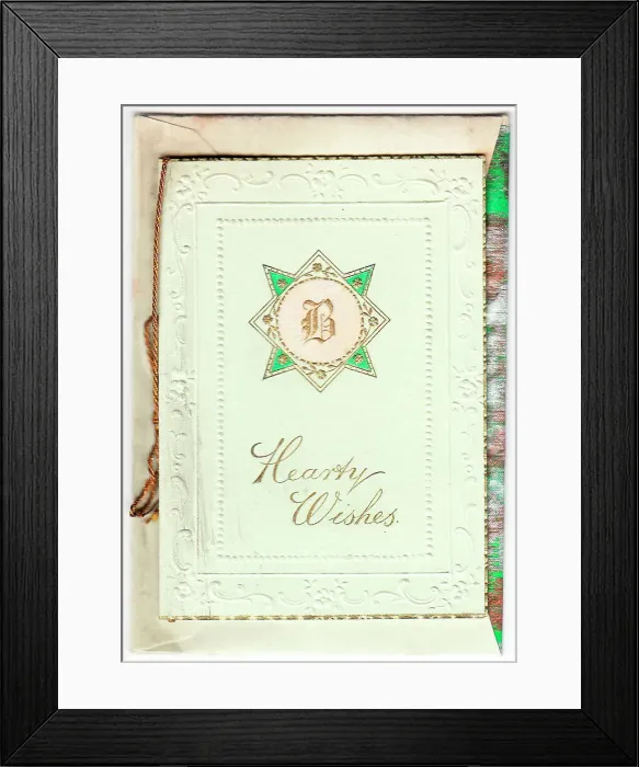 Framed Print : 1900s Card Greetings Greeting Design Cord Initial Framed Print : 1900s Card Greetings Greeting Design Cord Initial