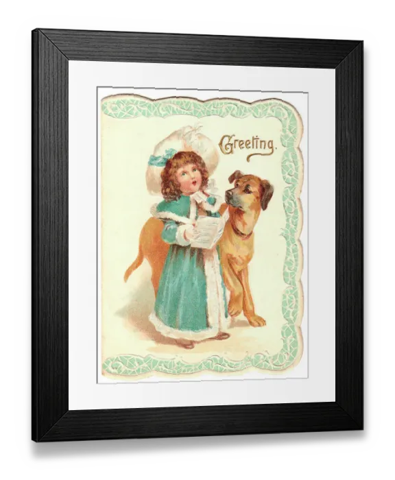 Framed Print : 1900s Greetings Card Coat Hat Winter Cold Weather Framed Print : 1900s Greetings Card Coat Hat Winter Cold Weather