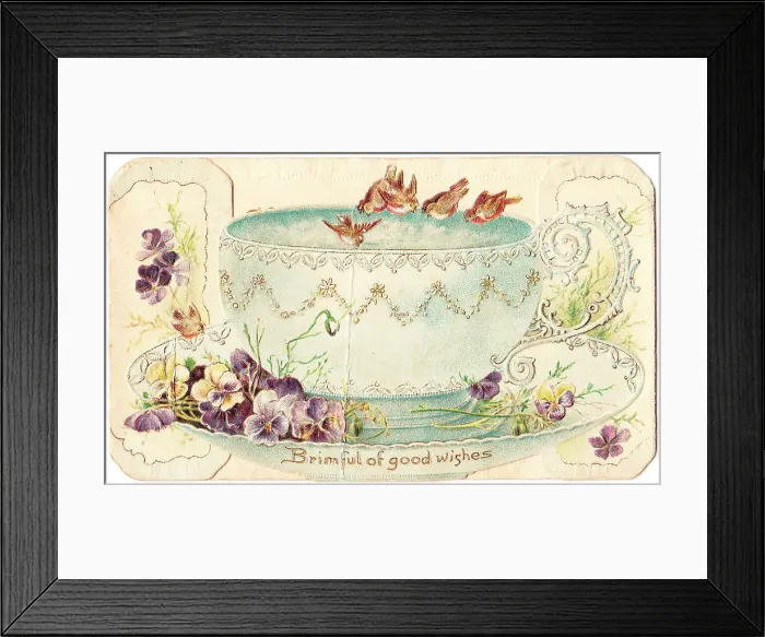 Framed Print : 1900s Greetings Card Cream Creamy Robin Robins Framed Print : 1900s Greetings Card Cream Creamy Robin Robins