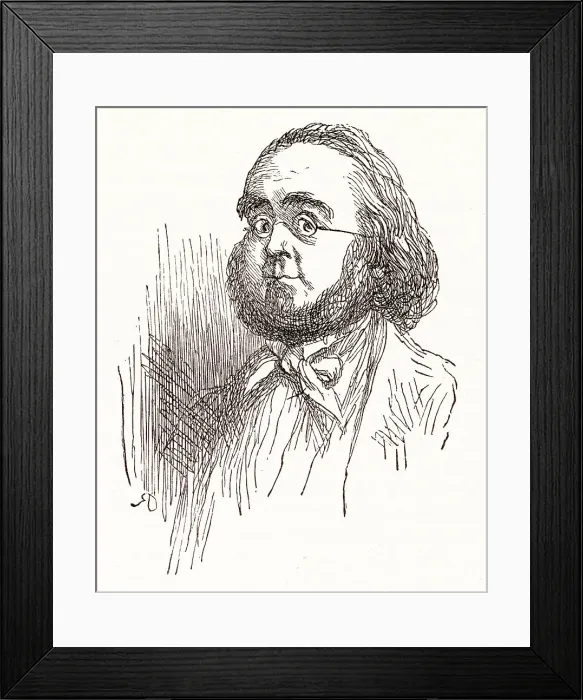 Framed Print : Illustration, The Newcomes, by Thackeray, a portrait of a man strongly resembling the author. Date: first published 1850s Framed Print : Illustration, The Newcomes, by Thackeray, a portrait of a man strongly resembling the author. Date: first published 1850s
