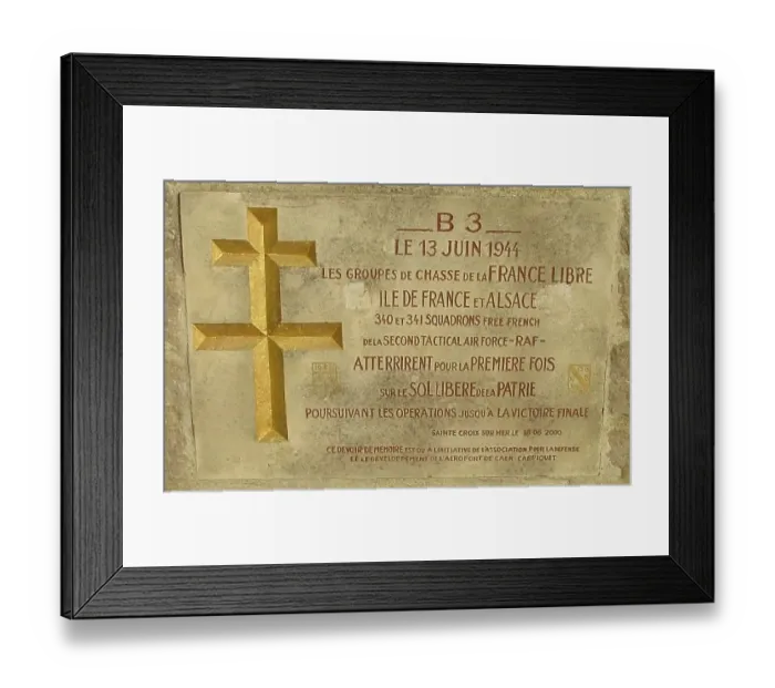 Framed Print : Airstrip B3 Memorial, Free French Sqns, Ste Croix Framed Print : Airstrip B3 Memorial, Free French Sqns, Ste Croix
