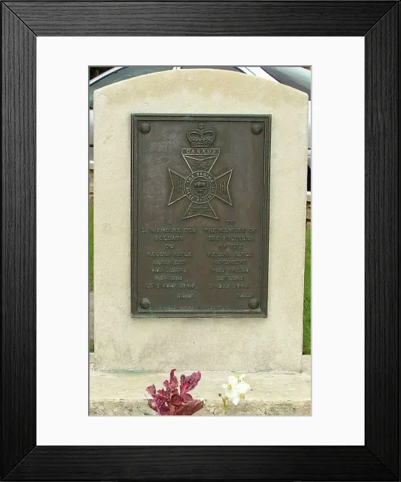Framed Print : Regina Rifle Regiment Memorial, Reviers, Normandy Framed Print : Regina Rifle Regiment Memorial, Reviers, Normandy