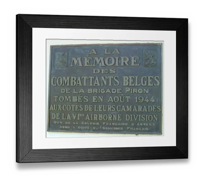 Framed Print : Memorial to the Belgian Piron Brigade, Ranville Church Framed Print : Memorial to the Belgian Piron Brigade, Ranville Church