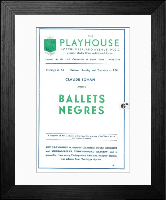Framed Print : Ballets Negres (programme for The Playhouse theatre) Framed Print : Ballets Negres (programme for The Playhouse theatre)