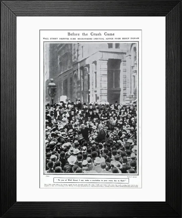 Framed Print : Wall Street Given Advice from Bishop Ingram 1907 Framed Print : Wall Street Given Advice from Bishop Ingram 1907