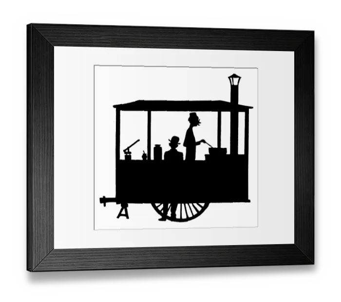 Framed Print : Silhouette - Food Stall, Seller, Street Vendor