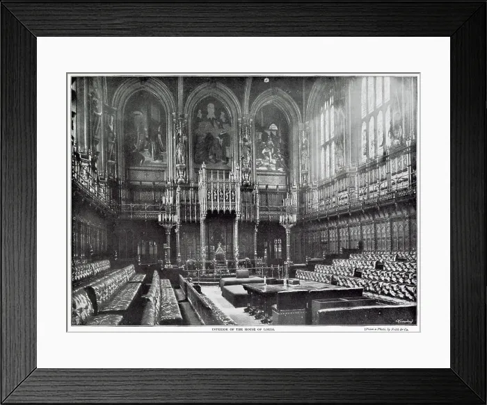 Framed Print : Photograph showing the interior of The House of Lords, 100ft long by 45ft wide and the same height. Date: 1896 Framed Print : Photograph showing the interior of The House of Lords, 100ft long by 45ft wide and the same height. Date: 1896