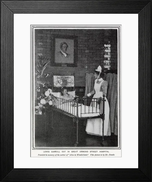 Framed Print : Lewis Carroll Cot in Great Ormond Street Hospital 1900 Framed Print : Lewis Carroll Cot in Great Ormond Street Hospital 1900