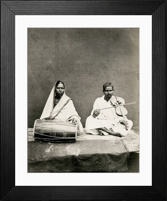 Framed Print : Indian musicians, drums and stringed instrument Framed Print : Indian musicians, drums and stringed instrument