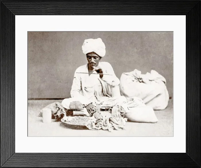 Framed Print : c. 1880s India - weighing spices or other dry goods Framed Print : c. 1880s India - weighing spices or other dry goods