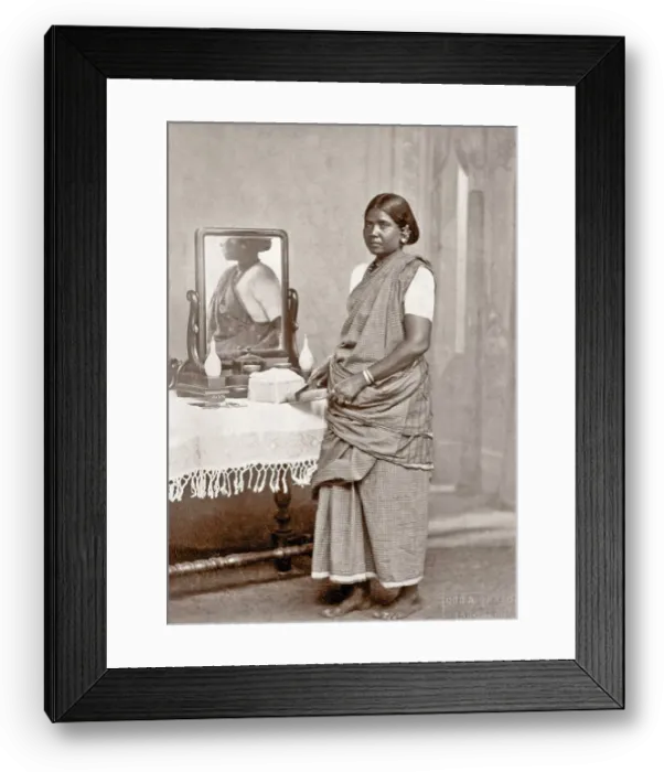 Framed Print : c. 1880s India - Indian servant - house maid Framed Print : c. 1880s India - Indian servant - house maid